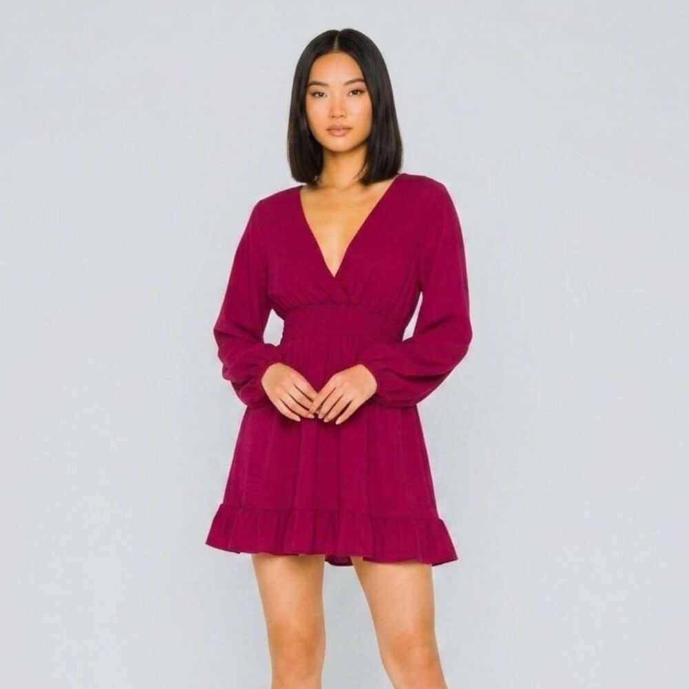 Revolve Tularosa Jordan Mini Babydoll Dress Small Magenta Ruffles Boho Party